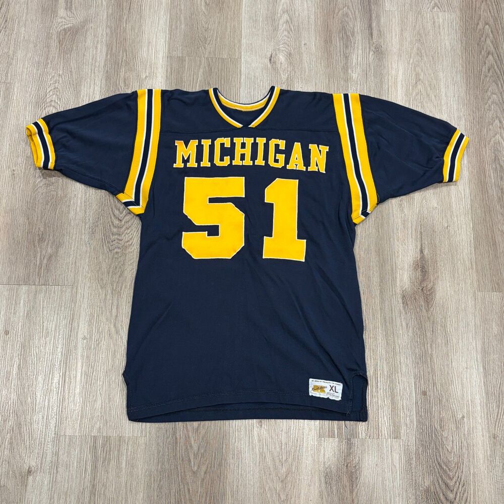 RARE Vtg 70s Russell Athletic Michigan Football Team Issued Jersey Men Sz XL #51